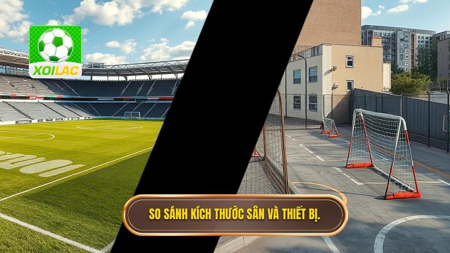 1. So sánh kích thước sân và thiết bị.