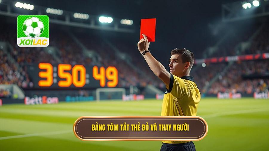 2. Bảng tóm tắt thẻ đỏ và thay người